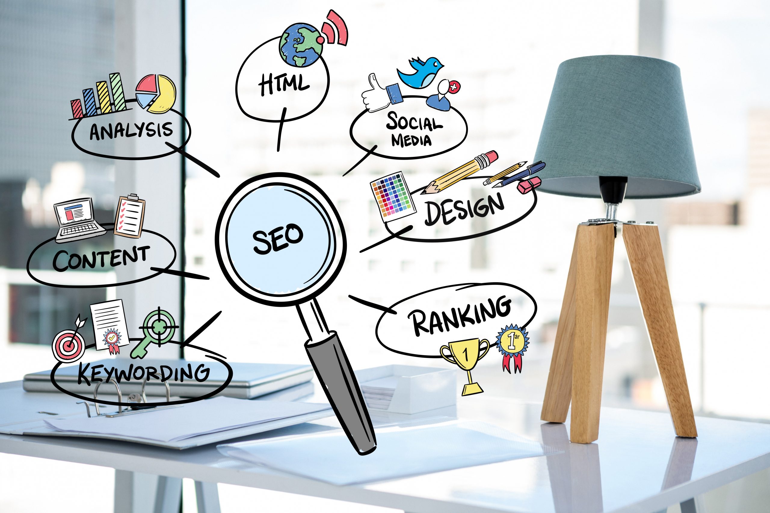 magnifying glass with seo concepts scaled