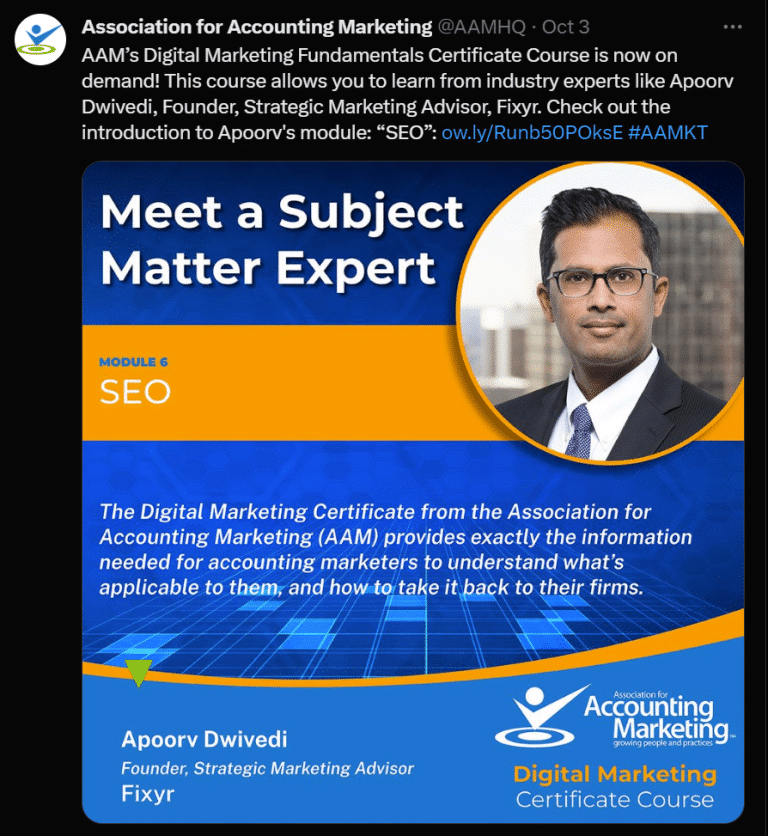 Speaker Profile - Apoorv Dwivedi 21 AAM seo course post 768x836 1